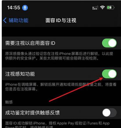 昆明苹果14维修网点分享iPhone14注视感知功能有什么用 